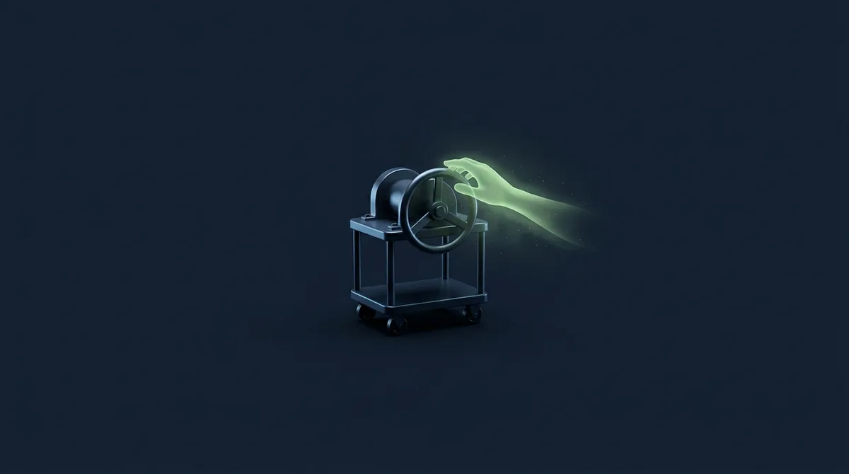 A dormant machine that only moves when a hand cranks it